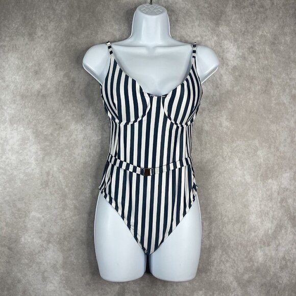 Kenny Flowers The Hamptons Blue Stripe Underwire One Piece Swimsuit Women's NWOT - Picture 5 of 11